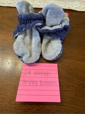 Zutano Baby Slippers in Gray and Navy